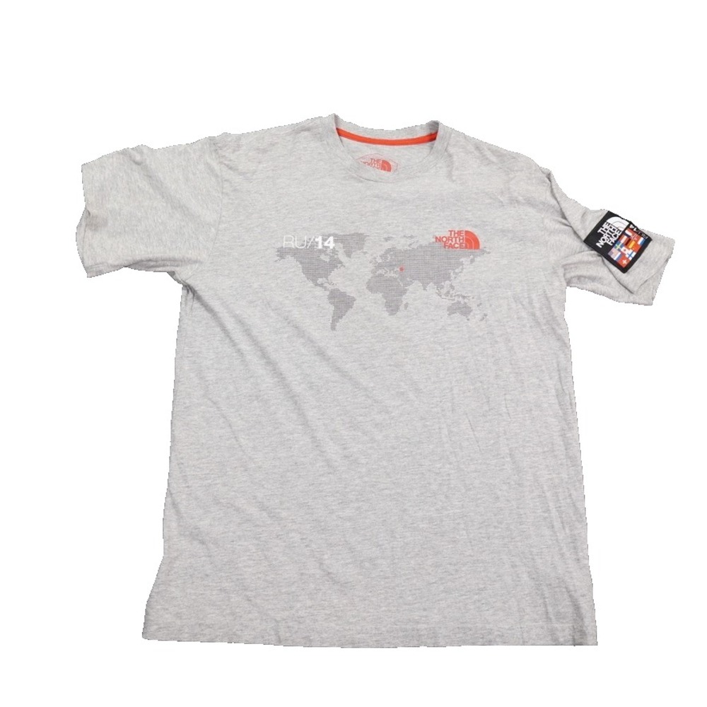 The North Face RU14 Sochi 2014 Olympic Flag Shirt Mens Medium Gray Map Tee